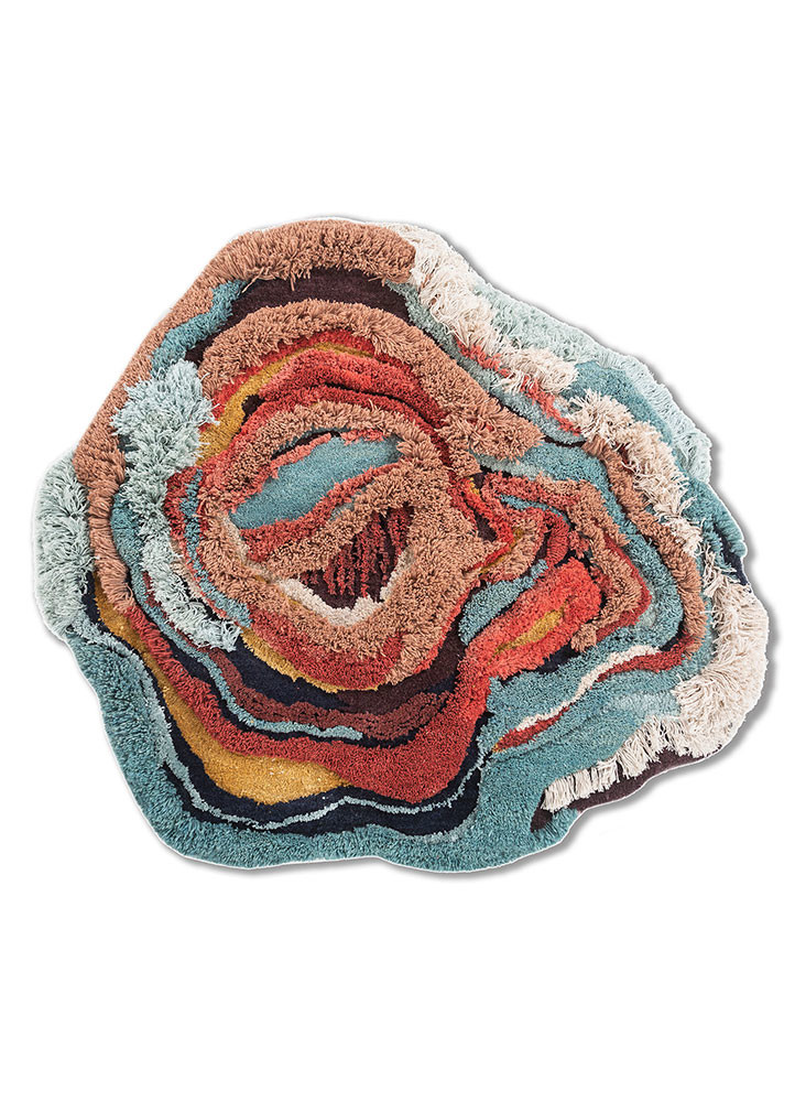 wall installation blue wool and bamboo silk hand knotted WALL ART & TAPESTRY - HeadShot