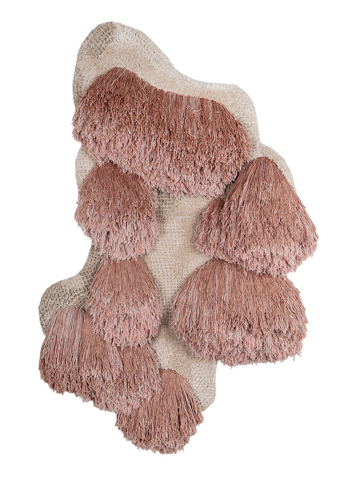 wall installation ivory wool and bamboo silk hand knotted WALL ART & TAPESTRY - HeadShot