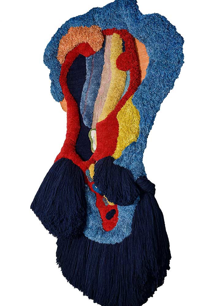 metamorphosis blue wool and bamboo silk hand knotted WALL ART & TAPESTRY - HeadShot
