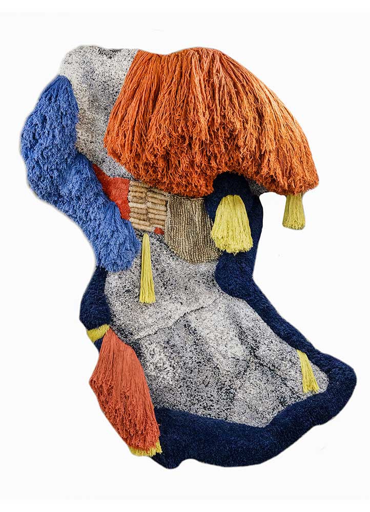 caminantes blue wool and bamboo silk hand knotted WALL ART & TAPESTRY - HeadShot