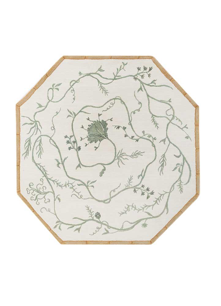 jardins du monde beige and brown wool hand knotted Rug - HeadShot