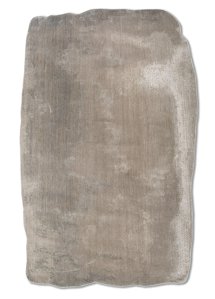 aprezo ivory wool and bamboo silk hand knotted Rug - HeadShot