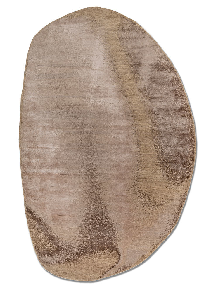 aprezo beige and brown wool and bamboo silk hand knotted Rug - HeadShot aprezo beige and brown wool and bamboo silk hand knotted Rug - HeadShot
