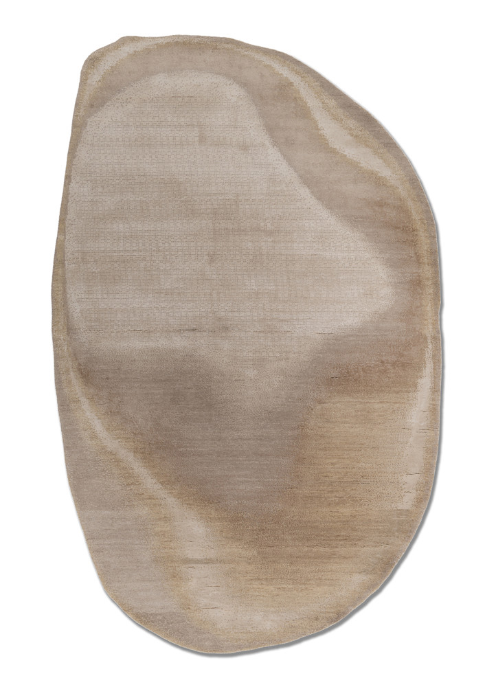 aprezo beige and brown wool and bamboo silk hand knotted Rug - HeadShot aprezo beige and brown wool and bamboo silk hand knotted Rug - HeadShot
