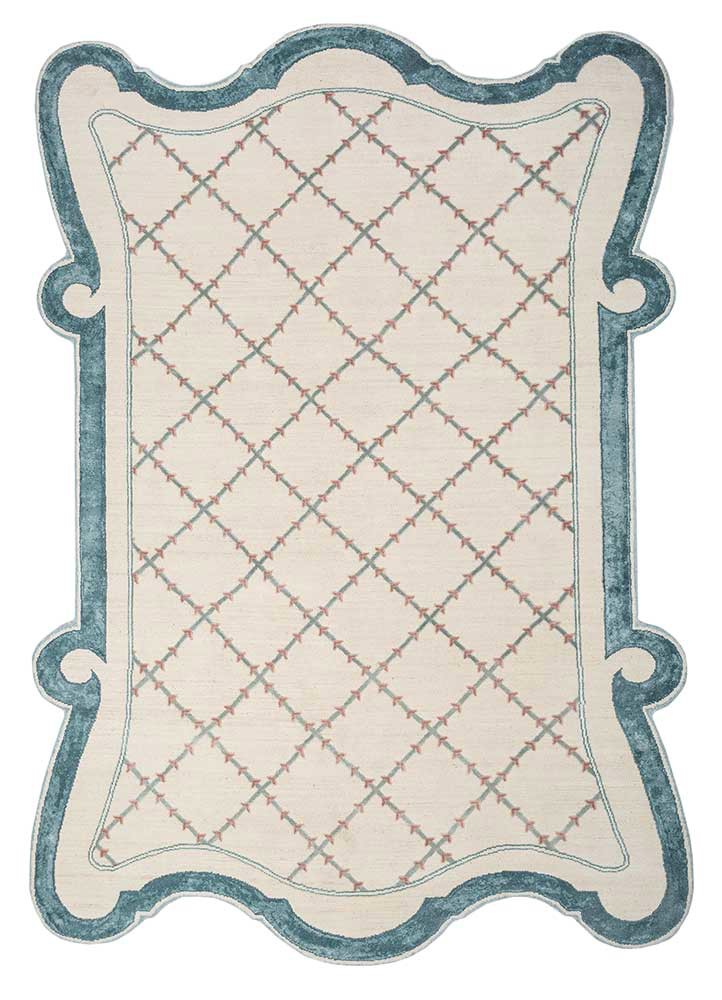 jardins du monde ivory wool and bamboo silk hand knotted Rug - HeadShot
