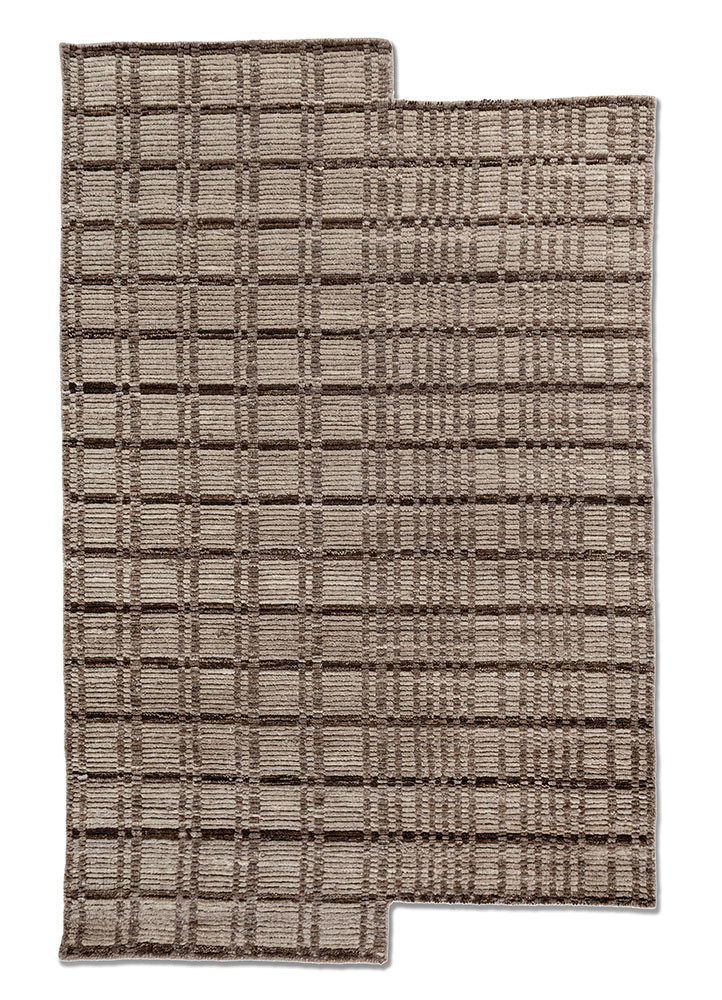  beige and brown wool hand loom Rug