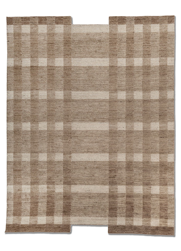 contour beige and brown wool hand loom Rug - HeadShot