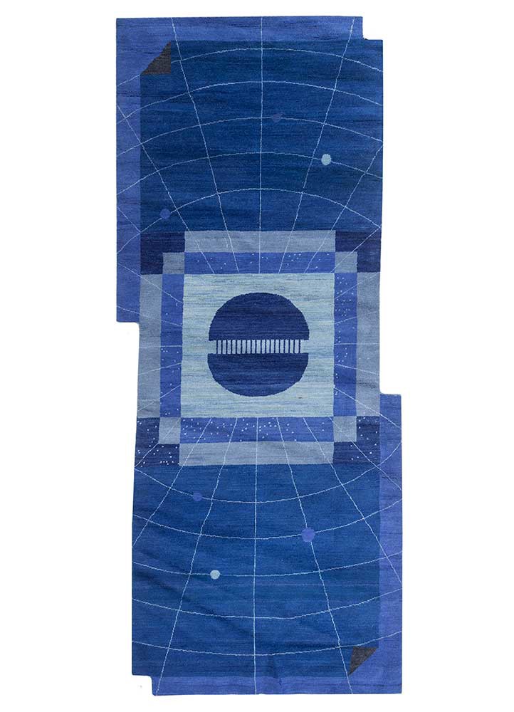 brahmaand blue wool hand knotted Rug - HeadShot