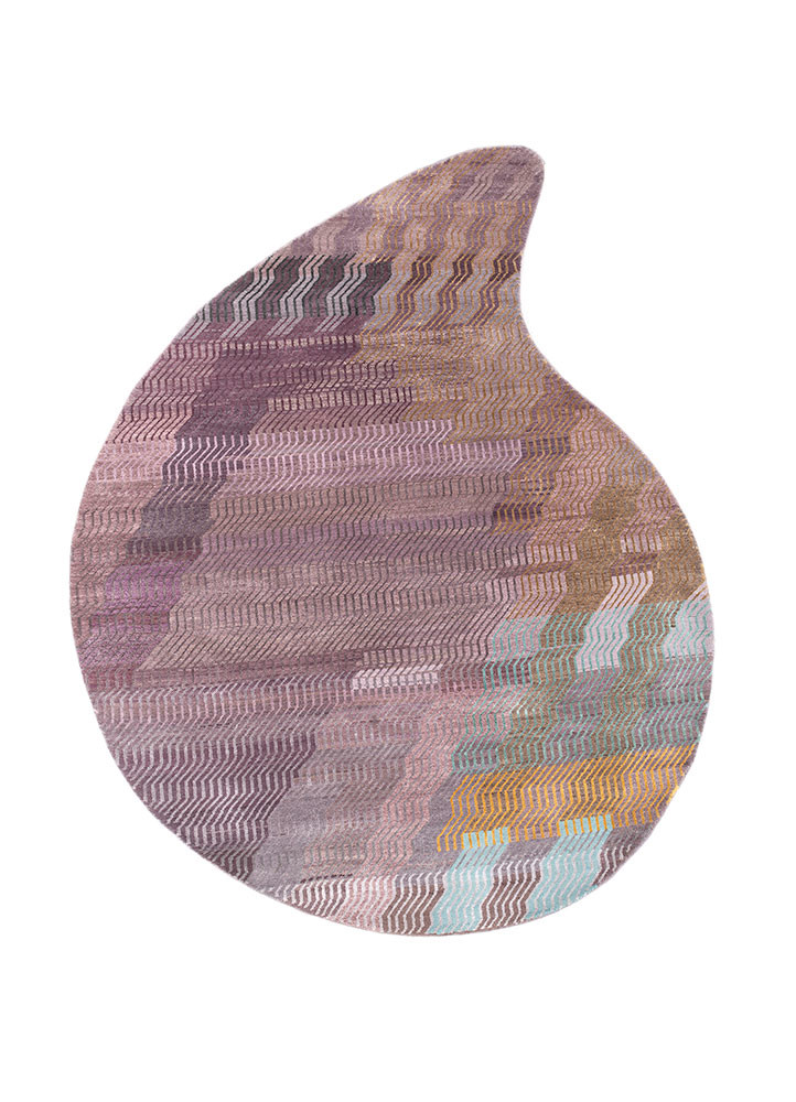 manchaha pink and purple wool and bamboo silk hand knotted Rug - HeadShot manchaha pink and purple wool and bamboo silk hand knotted Rug - HeadShot