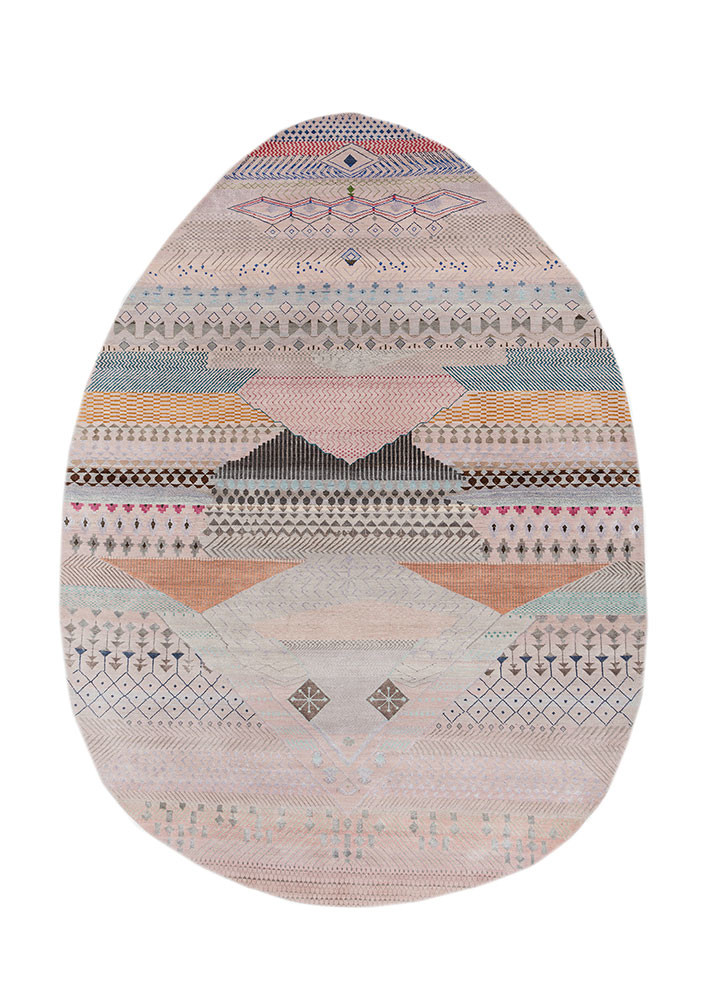 manchaha pink and purple wool and bamboo silk hand knotted Rug - HeadShot manchaha pink and purple wool and bamboo silk hand knotted Rug - HeadShot