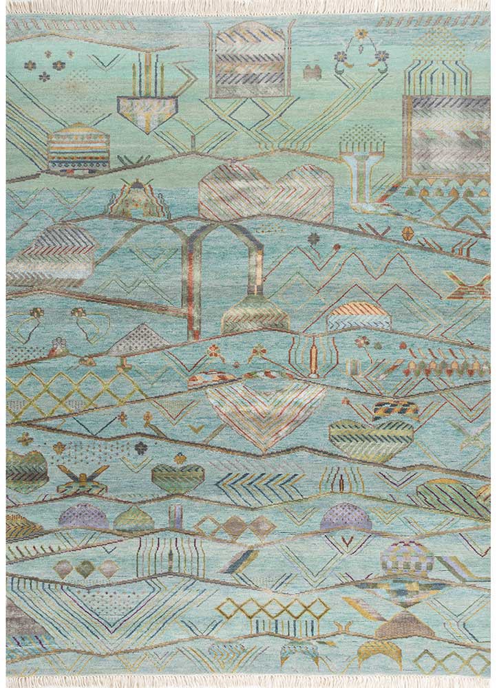 manchaha blue wool and bamboo silk hand knotted Rug - HeadShot manchaha blue wool and bamboo silk hand knotted Rug - HeadShot