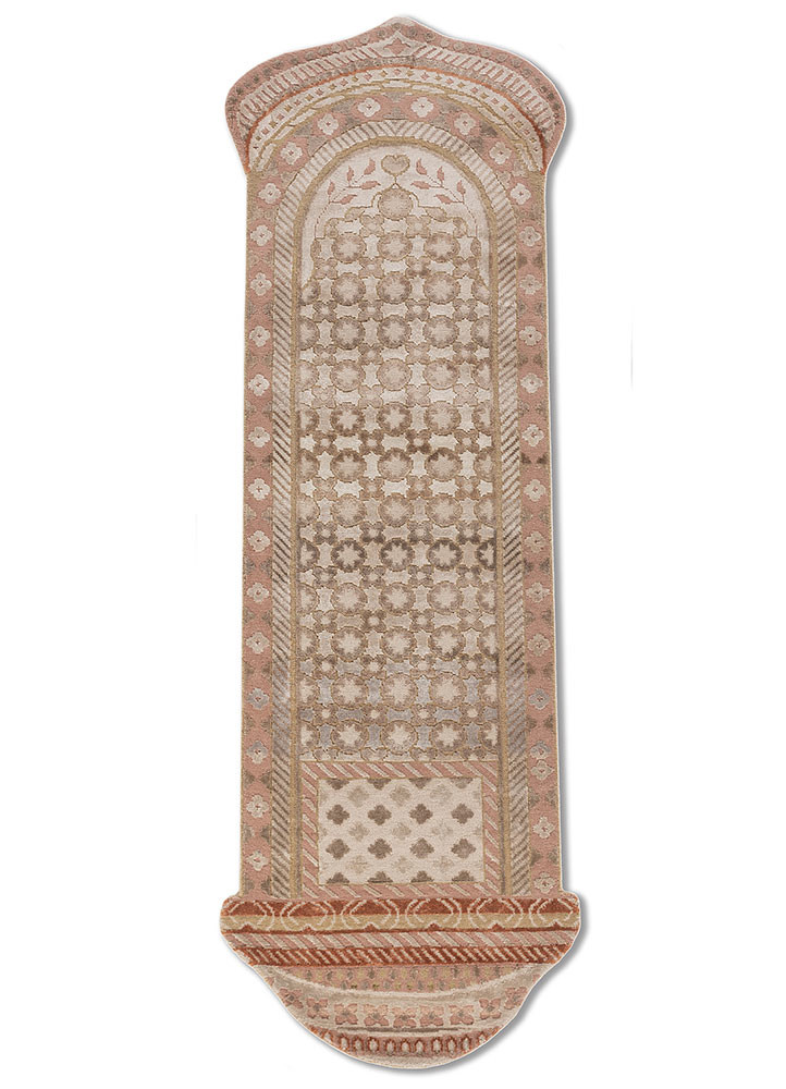 khidki ivory wool and bamboo silk hand knotted Rug - HeadShot