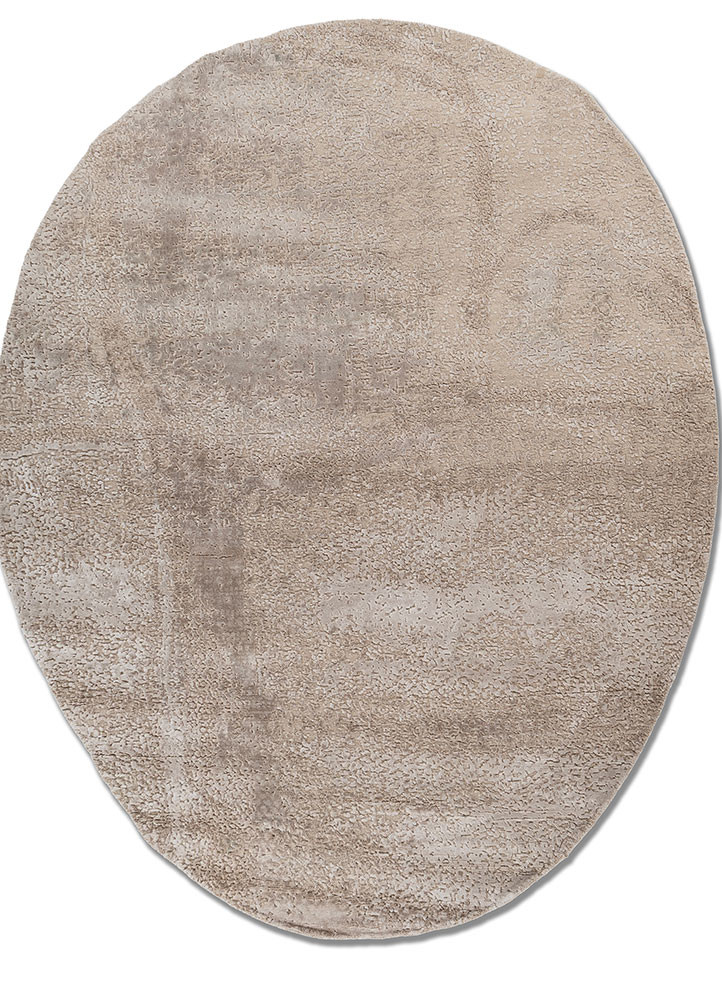 entropy ivory wool and bamboo silk hand knotted Rug - HeadShot