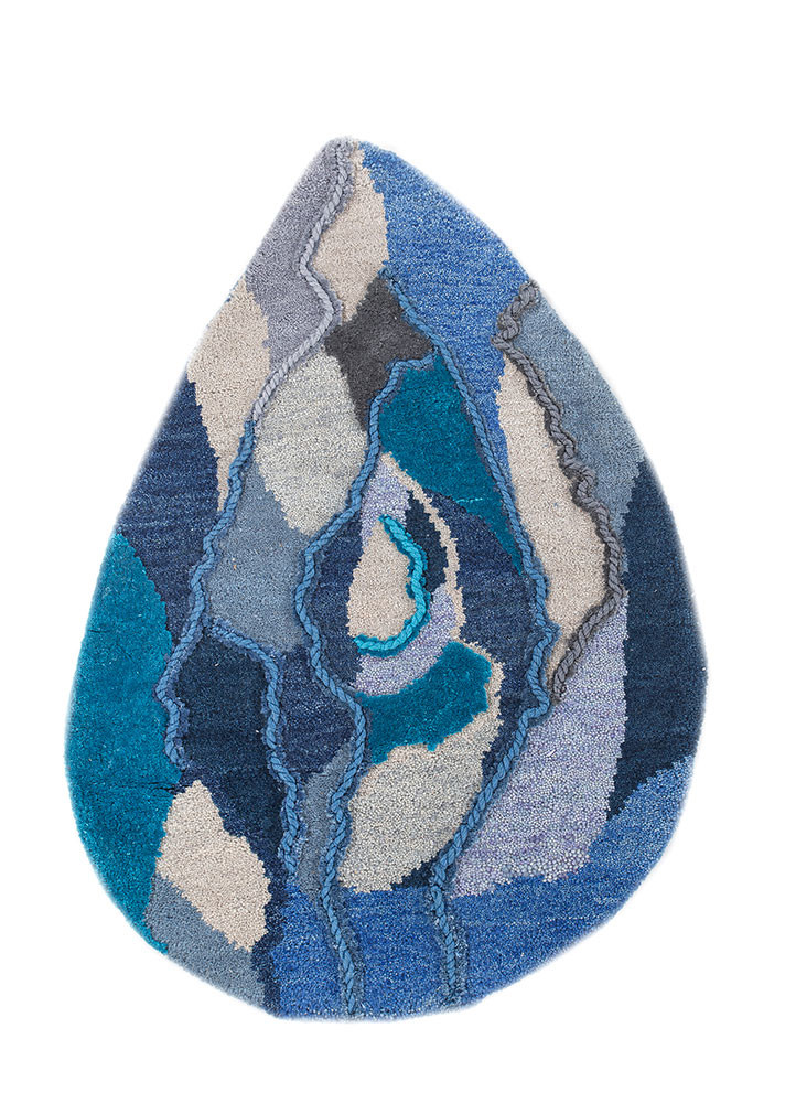 aprezo blue wool and bamboo silk hand knotted Rug - HeadShot aprezo blue wool and bamboo silk hand knotted Rug - HeadShot