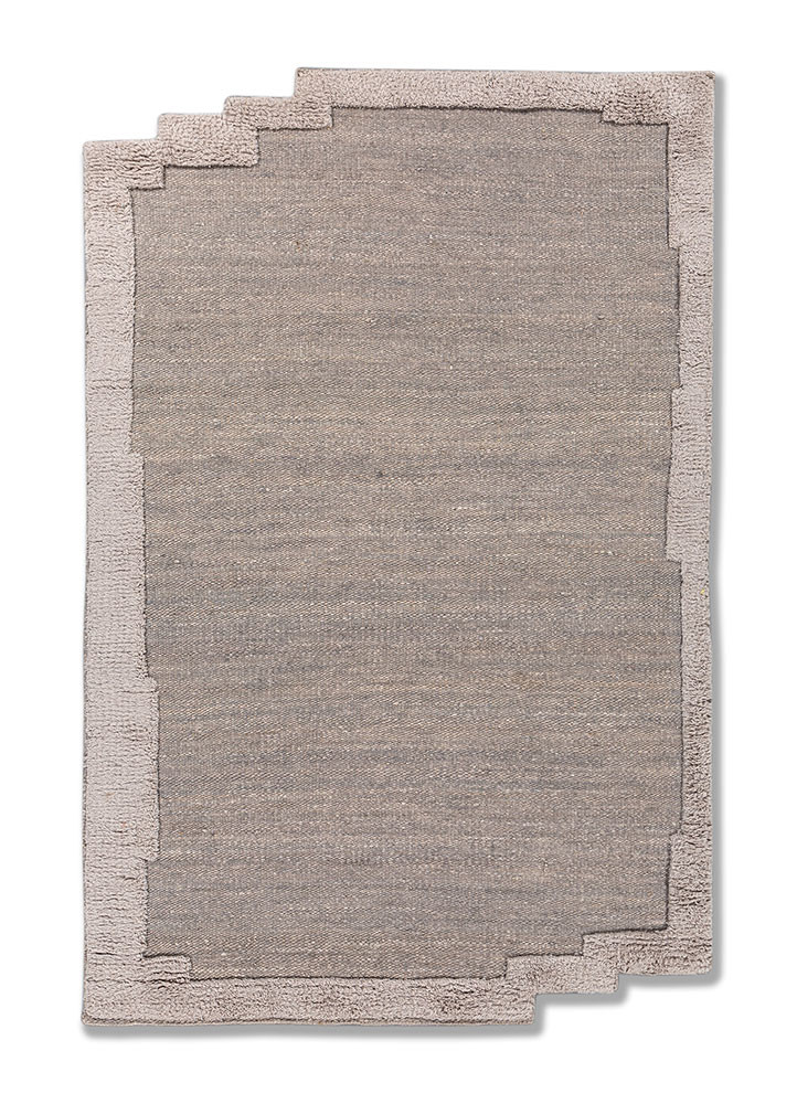 abrash grey and black wool flat weaves Rug - HeadShot