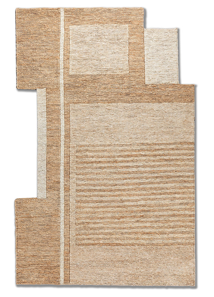 daaira beige and brown jute and hemp hand knotted Rug - HeadShot