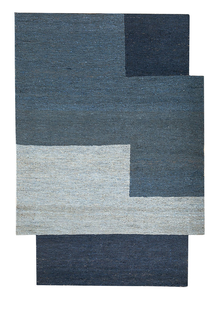  blue jute and hemp flat weaves Rug