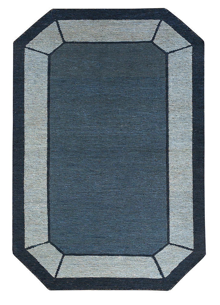  blue jute and hemp flat weaves Rug