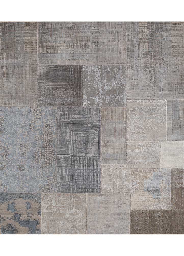 provenance grey and black wool and bamboo silk hand knotted Rug - HeadShot provenance grey and black wool and bamboo silk hand knotted Rug - HeadShot