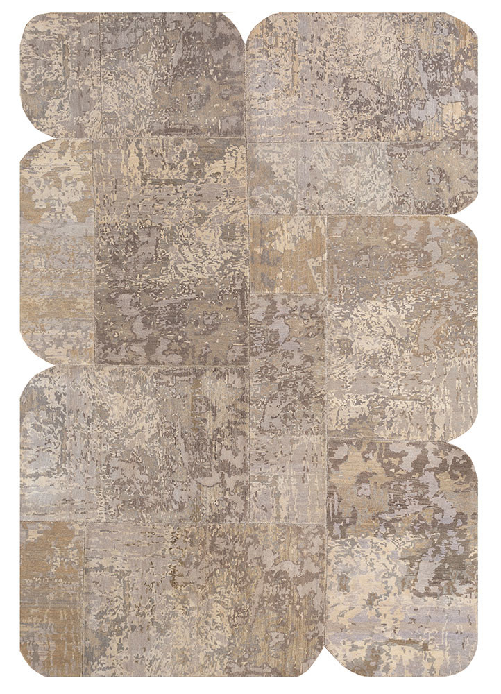 provenance beige and brown wool hand knotted Rug - HeadShot provenance beige and brown wool hand knotted Rug - HeadShot