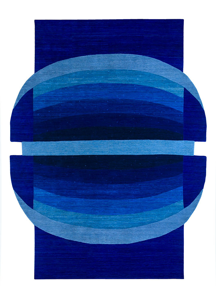 brahmaand blue wool hand knotted Rug - HeadShot