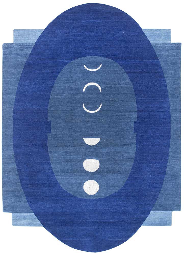 brahmaand blue wool hand knotted Rug - HeadShot