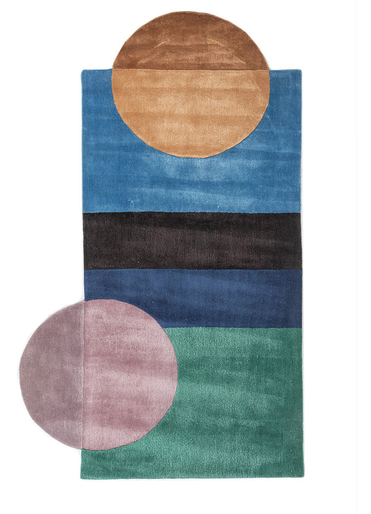 come around blue wool and viscose hand tufted Rug - HeadShot come around blue wool and viscose hand tufted Rug - HeadShot