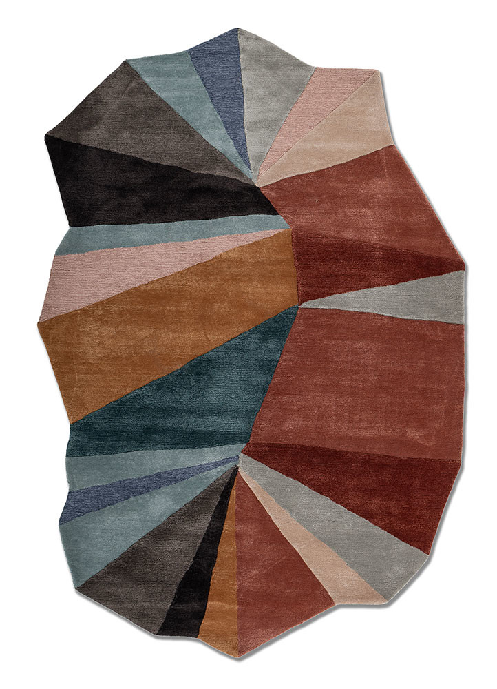  red and orange wool and viscose hand tufted Rug