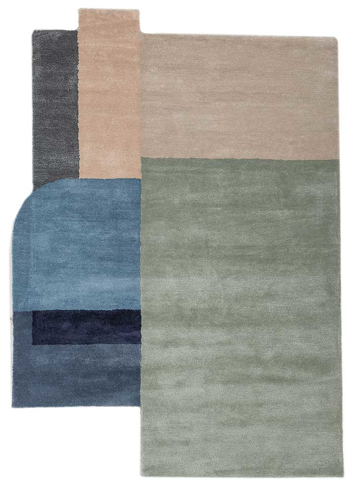 green green wool and viscose hand tufted Rug
