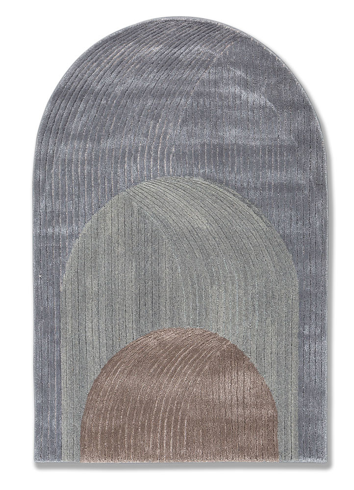 blue blue wool and viscose hand tufted Rug