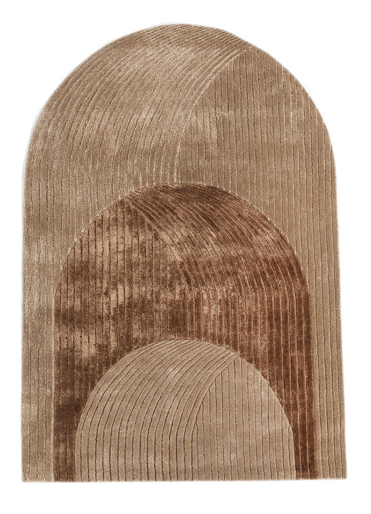 come around beige and brown wool and viscose hand tufted Rug - HeadShot come around beige and brown wool and viscose hand tufted Rug - HeadShot