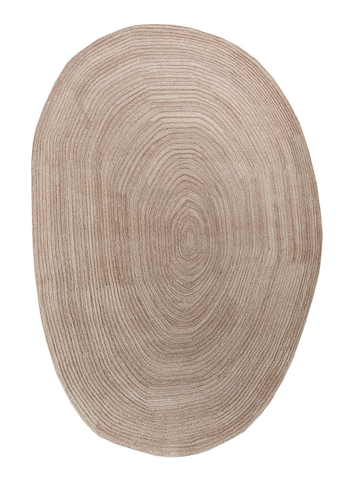  beige and brown wool and viscose hand tufted Rug