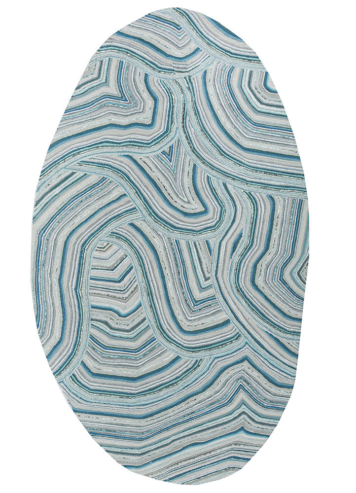  blue wool and viscose hand tufted Rug