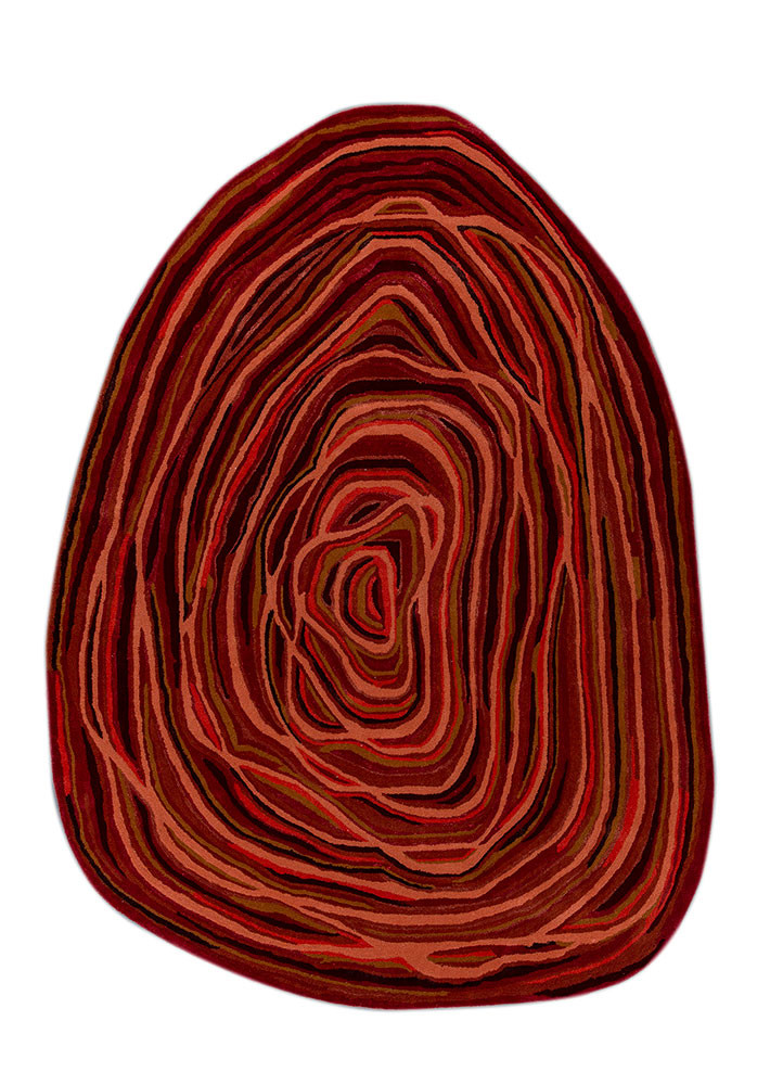 come around red and orange wool and viscose hand tufted Rug - HeadShot