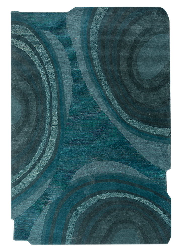 blue blue wool and viscose hand tufted Rug