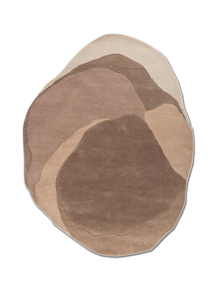 beige and brown beige and brown wool and viscose hand tufted Rug