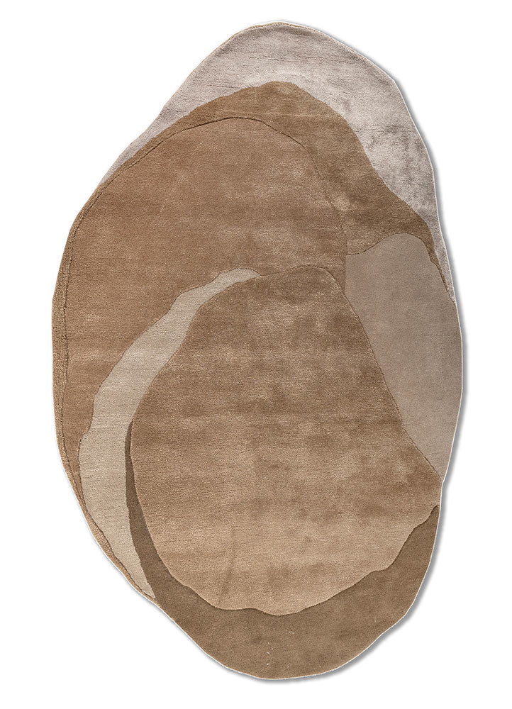 chroma beige and brown wool and viscose hand tufted Rug - HeadShot
