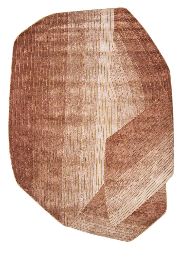 lucid red and orange wool and viscose hand tufted Rug - HeadShot