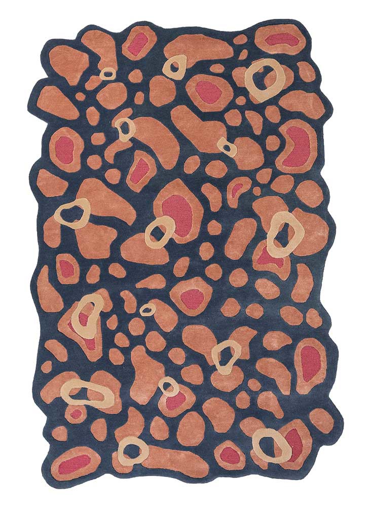 confetti red and orange wool and viscose hand tufted Rug