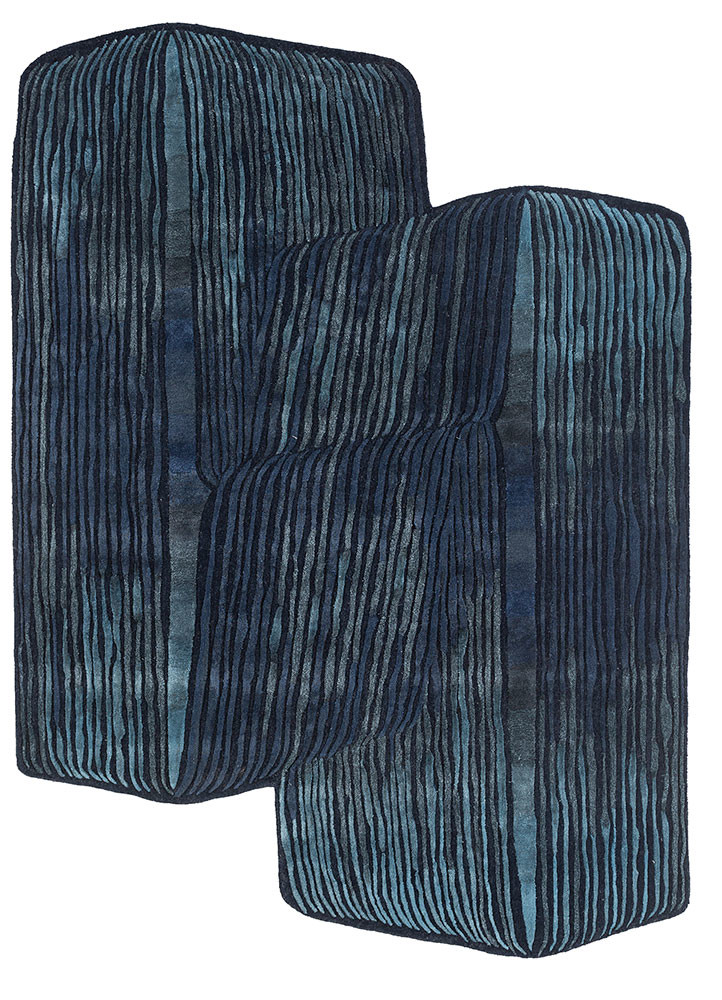 lucid blue wool and viscose hand tufted Rug - HeadShot
