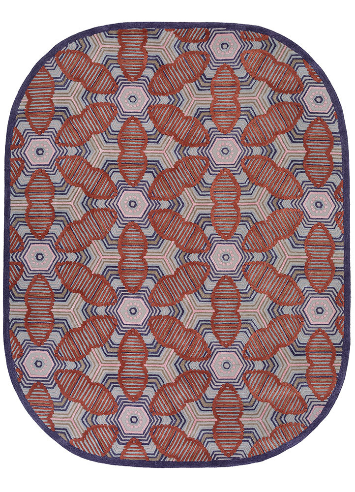jaipur wunderkammer red and orange wool and viscose hand tufted Rug - HeadShot jaipur wunderkammer red and orange wool and viscose hand tufted Rug - HeadShot
