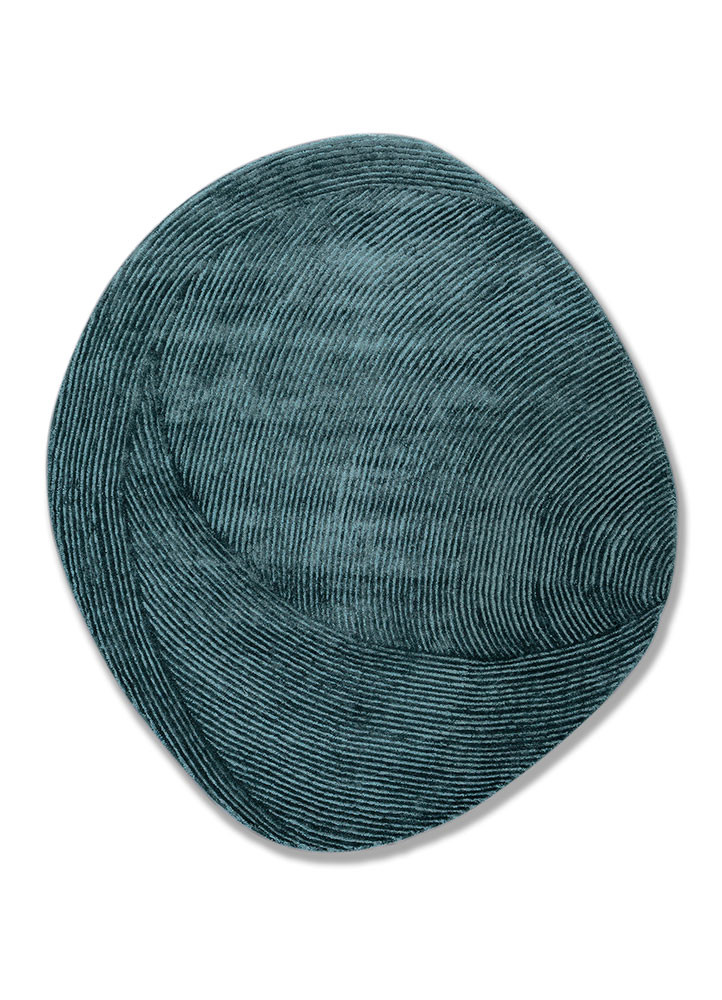 cera blue viscose hand tufted Rug - HeadShot