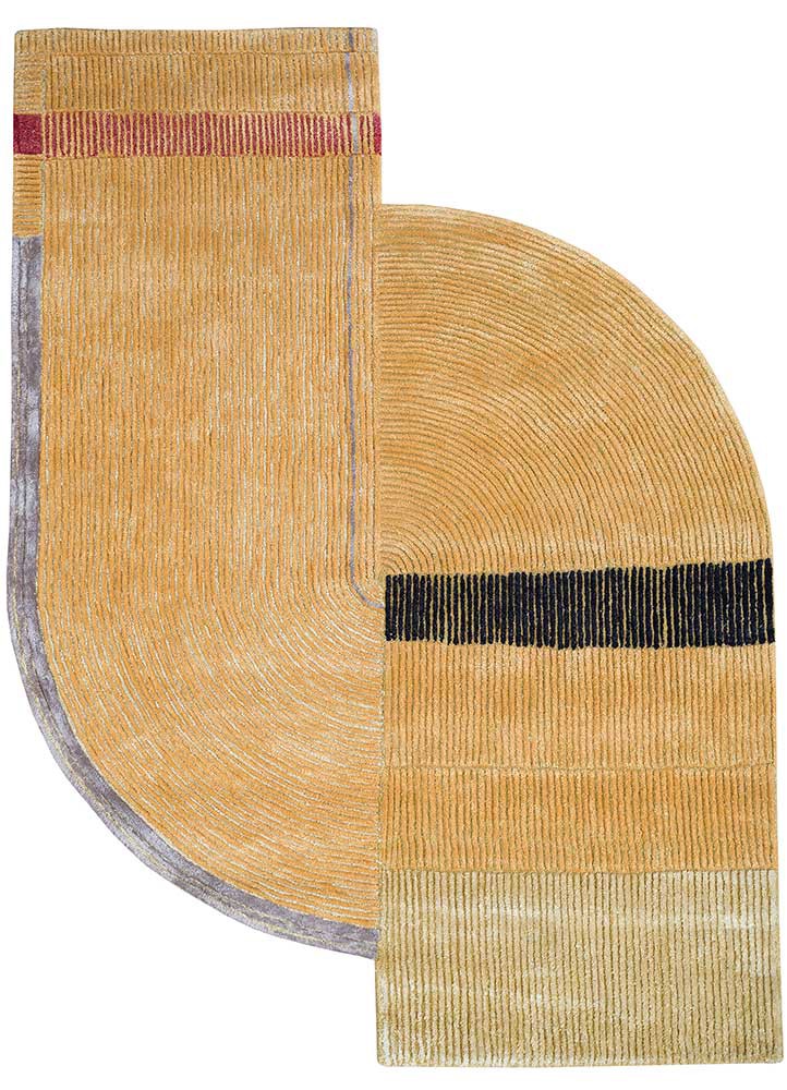  gold wool and viscose hand tufted Rug