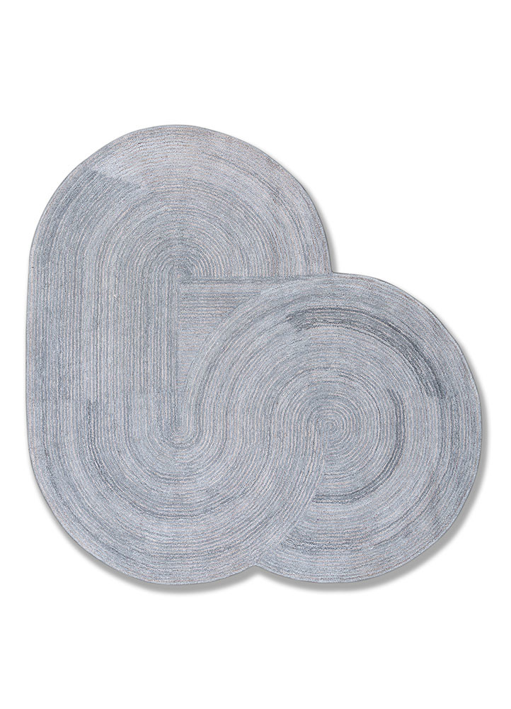 blue blue wool and viscose hand tufted Rug