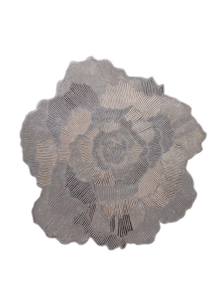  grey and black wool and viscose hand tufted Rug