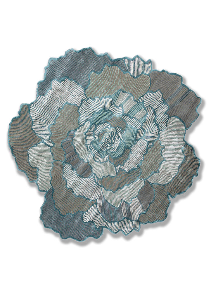 aurelia blue wool and viscose hand tufted Rug - HeadShot