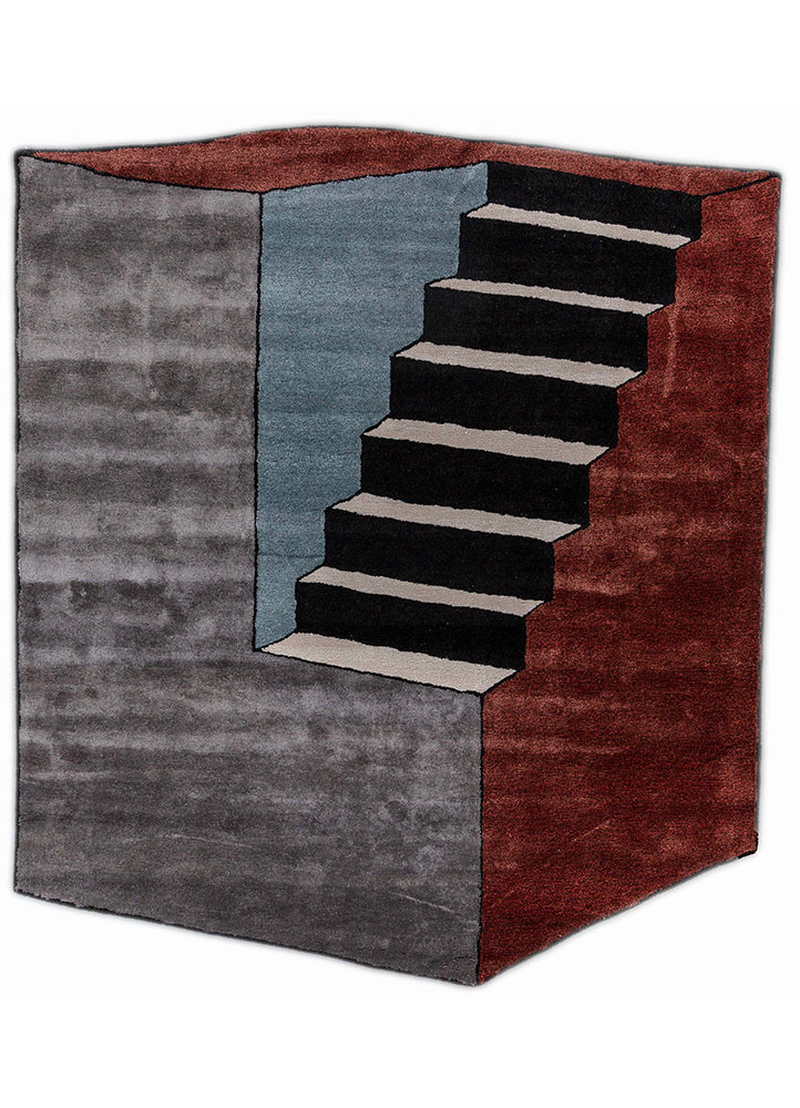  grey and black wool and viscose hand tufted Rug