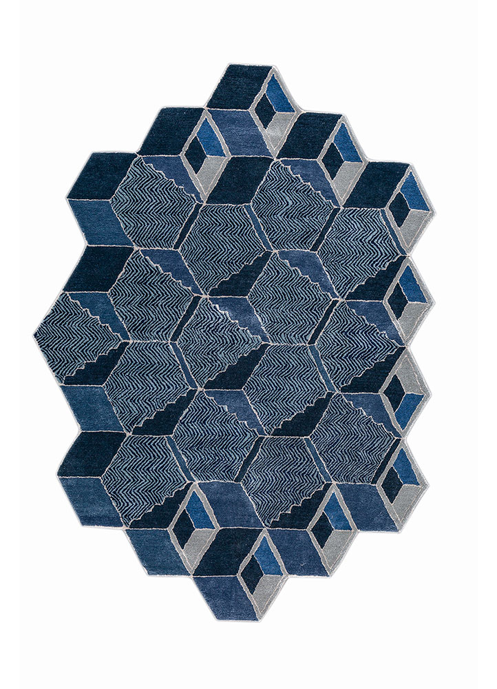 Archetype Blue Hand Tufted Wool and Viscose RugsTra14479Jaipur Rugs