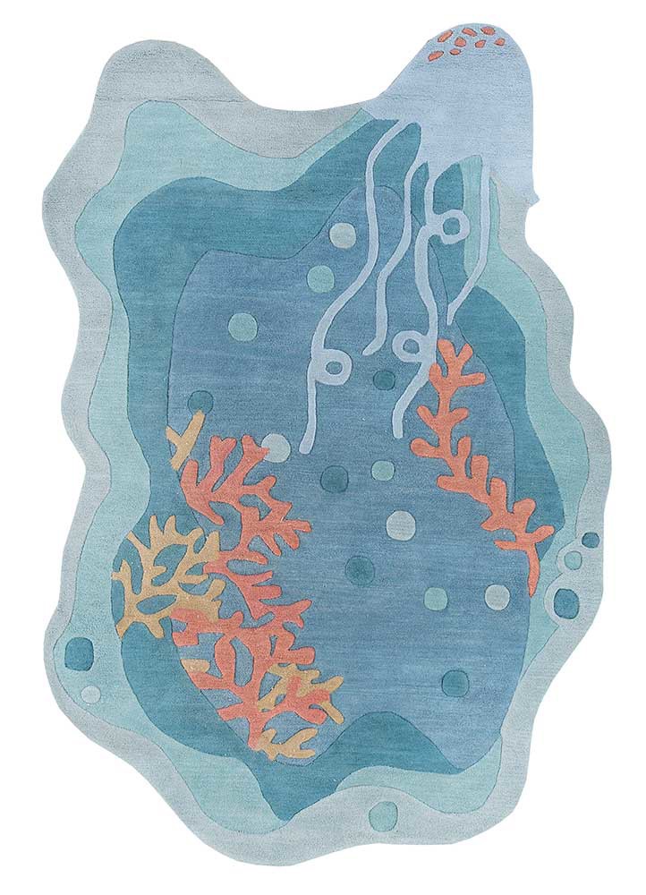 confetti blue wool hand tufted Rug - HeadShot confetti blue wool hand tufted Rug - HeadShot