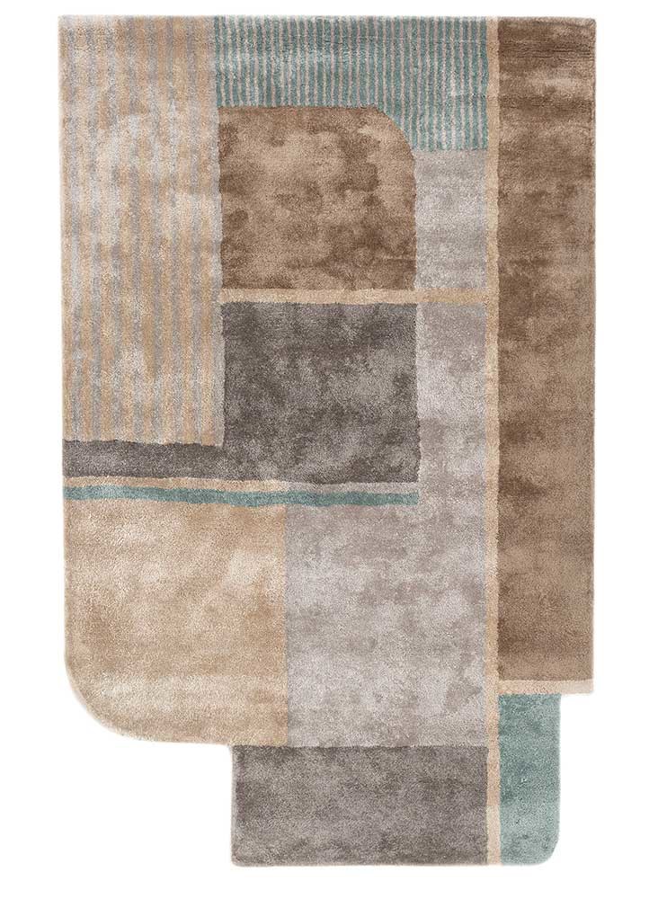 grey and black grey and black viscose hand tufted Rug